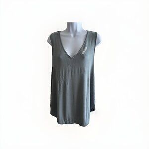 Gymshark Moss Green V-Neck Loose Fit Fitness Workout Tank Top Size Large